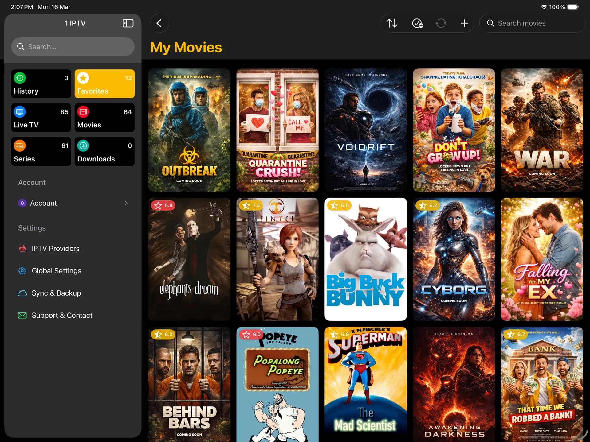 1IPTV Mac App Screenshot