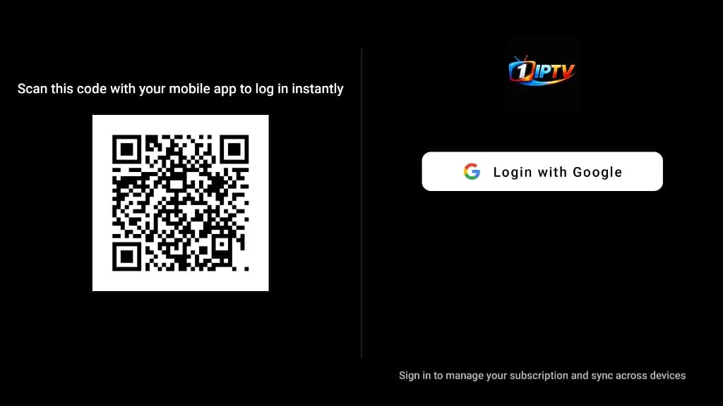 TV QR Code login screen